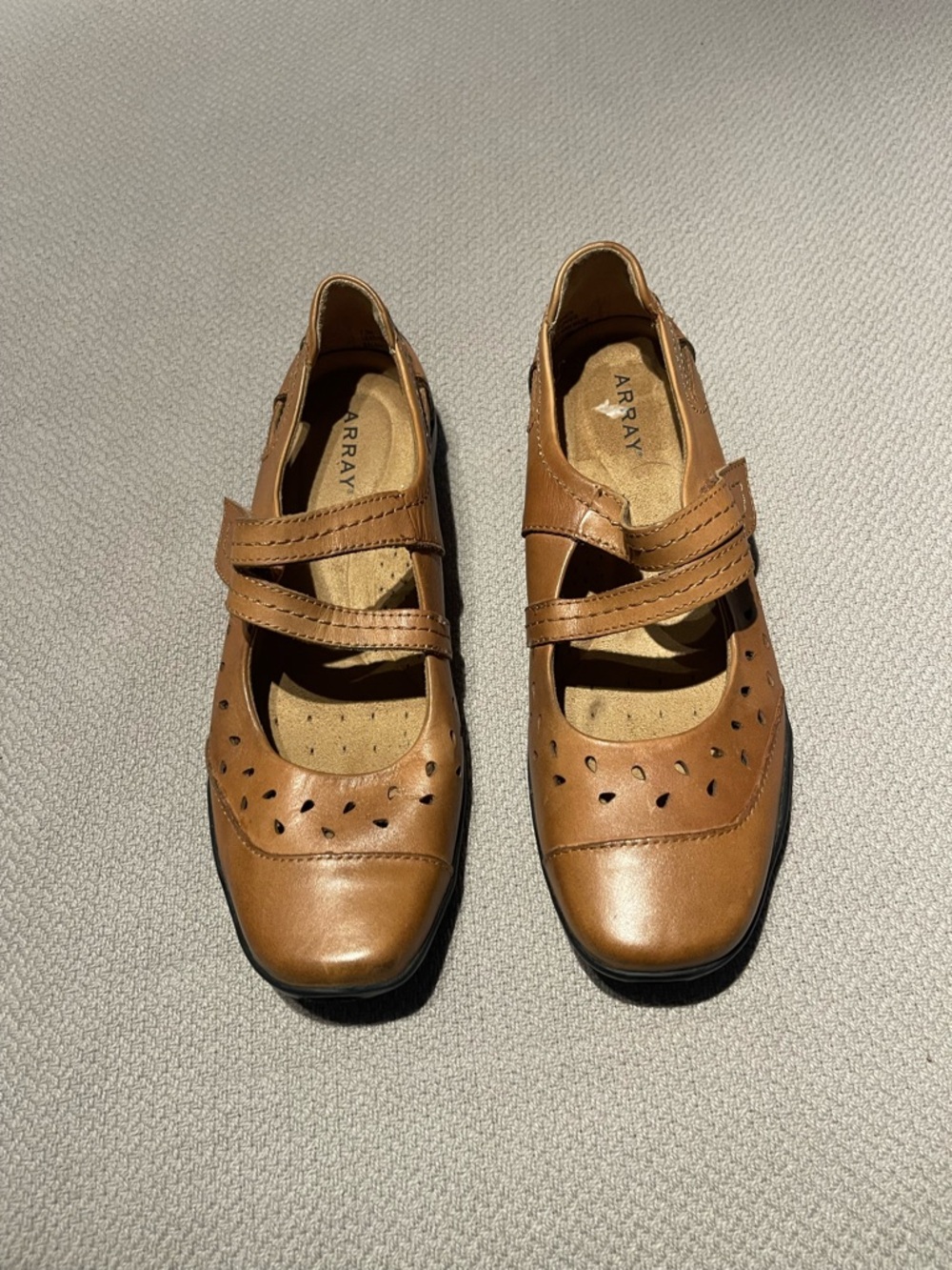 Array Tan Leather Mary Jane Flats